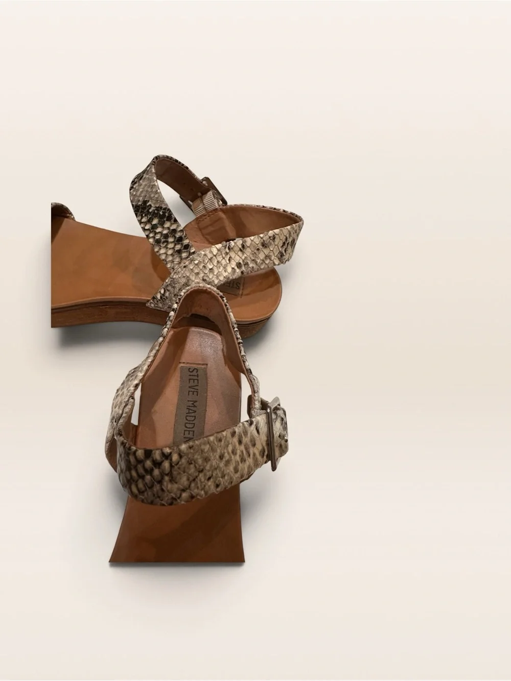 Steve Madden Aida Snake Print Leather Flatform Sandals Size 9M